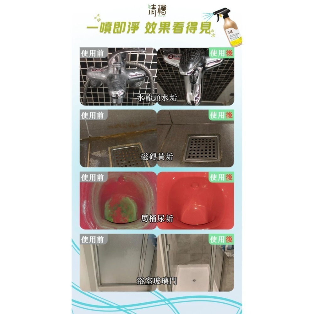 【清檜Hinoki Life】水垢鏽斑去污清潔劑500ml/罐 去污 水垢 鏽斑 檸檬酸 清潔劑 黑斑-細節圖5
