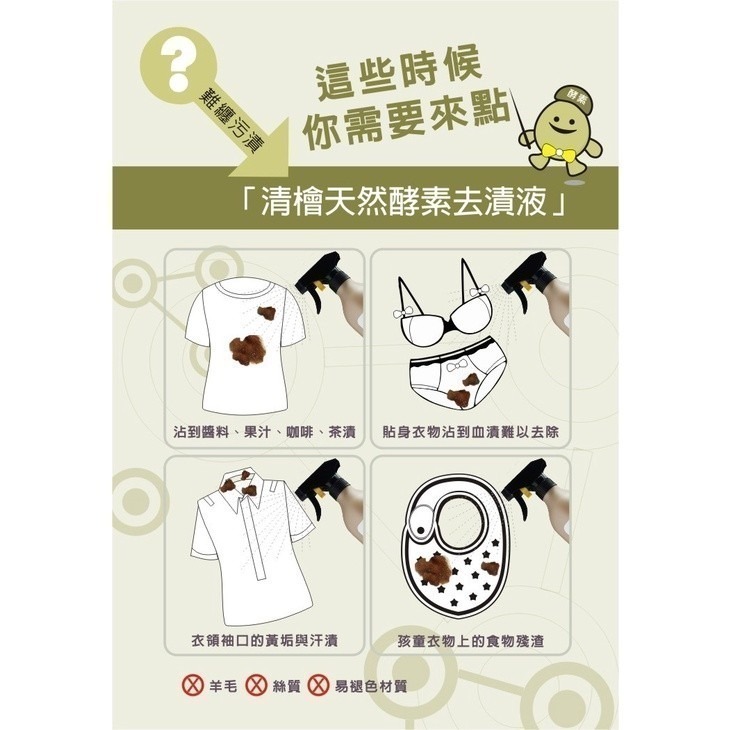 【清檜Hinoki Life】天然酵素去漬液500ml+8ml隨身瓶 衣物清潔 洗衣清潔 去污 純天然-細節圖5