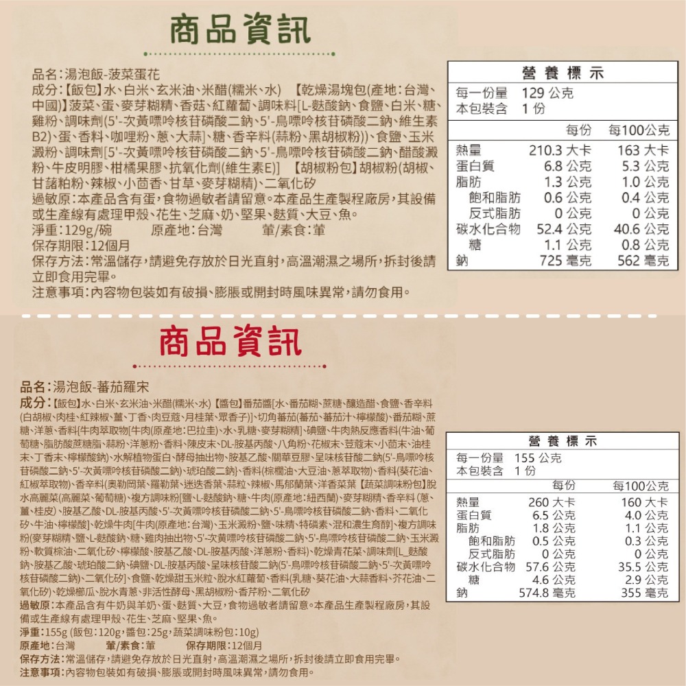 【米大師】湯泡飯 菠菜蛋花(129g/碗)/蕃茄羅宋(155g/碗) 茶泡飯 米飯 泡飯 即食 即食米-細節圖4