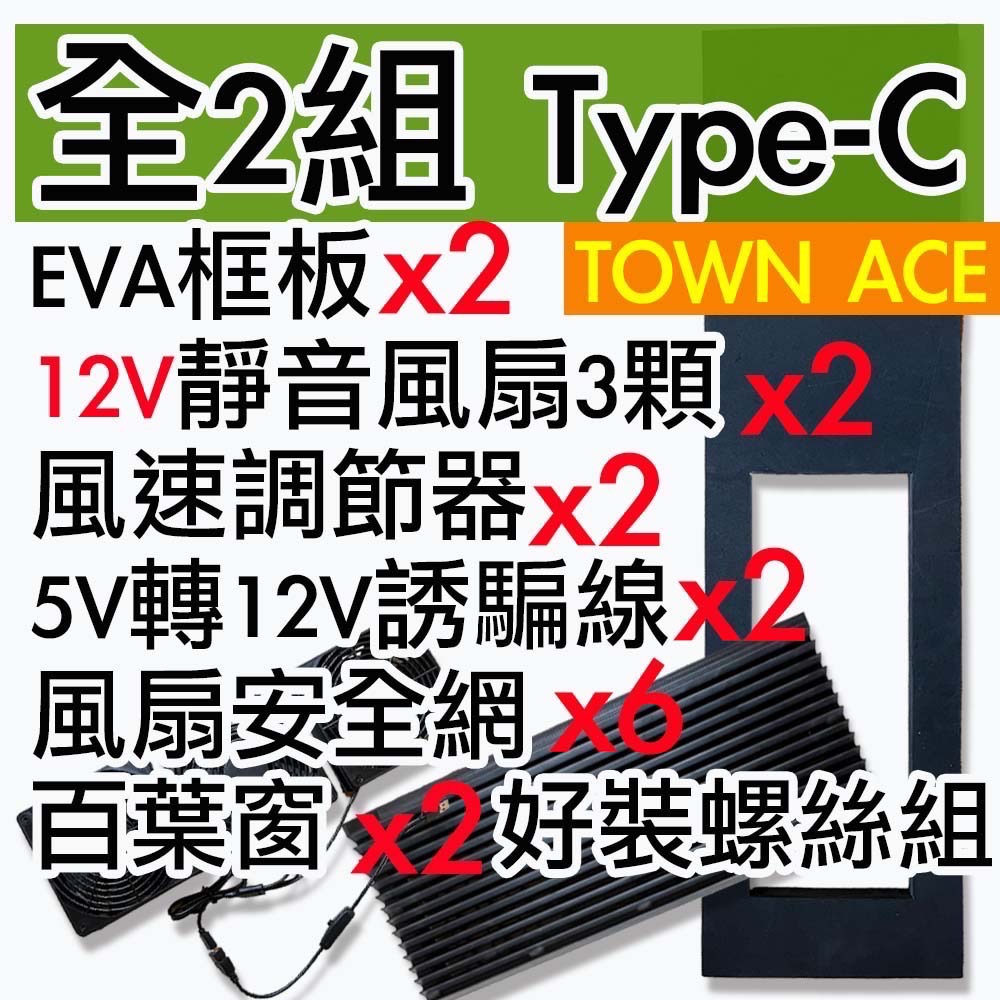 【菜市場-TOWN ACE未改裝中門專屬車泊排風扇組】⭐台南可預約試裝/12V排風扇/3低排風扇/含油軸承/靜音/省電-規格圖1