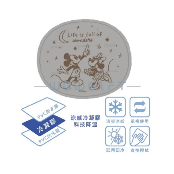 迪士尼 米奇冷凝涼感墊 37*33cm，涼墊 寵物散熱墊 汽車坐墊 霧灰色 靛藍色-細節圖3