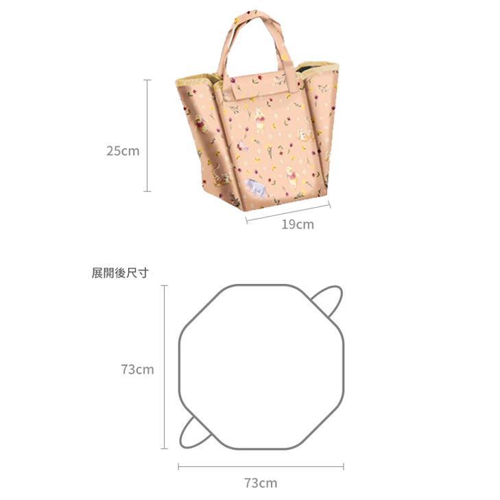 Disney 迪士尼 花草維尼 兩用保溫袋野餐墊 展開即成野餐墊，收納方便 Cetaphil舒特膚贈品-細節圖4
