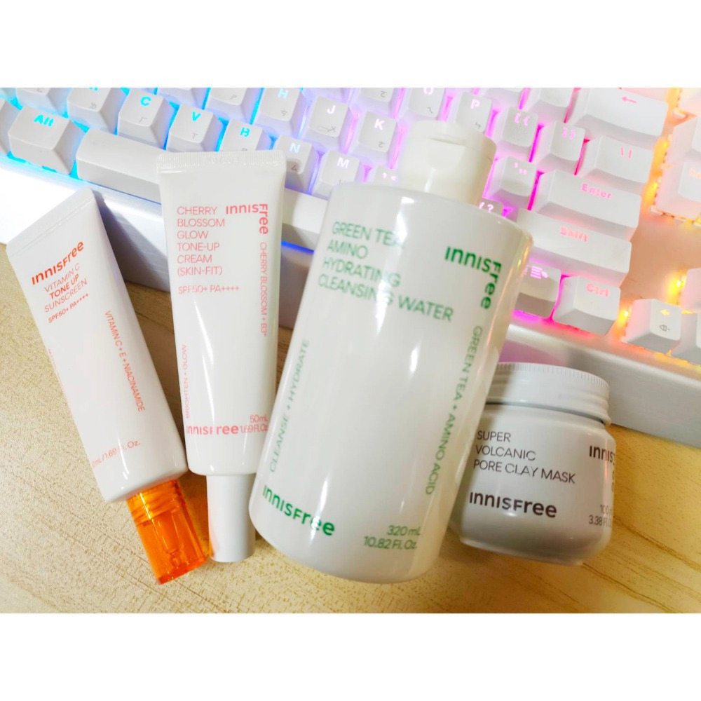 INNISFREE櫻花防曬亮顏霜 維他命C亮白潤色防曬霜 綠茶保濕胺基酸卸妝水 超級火山泥毛孔潔淨面膜 芥花糖蜜水感護唇-細節圖5
