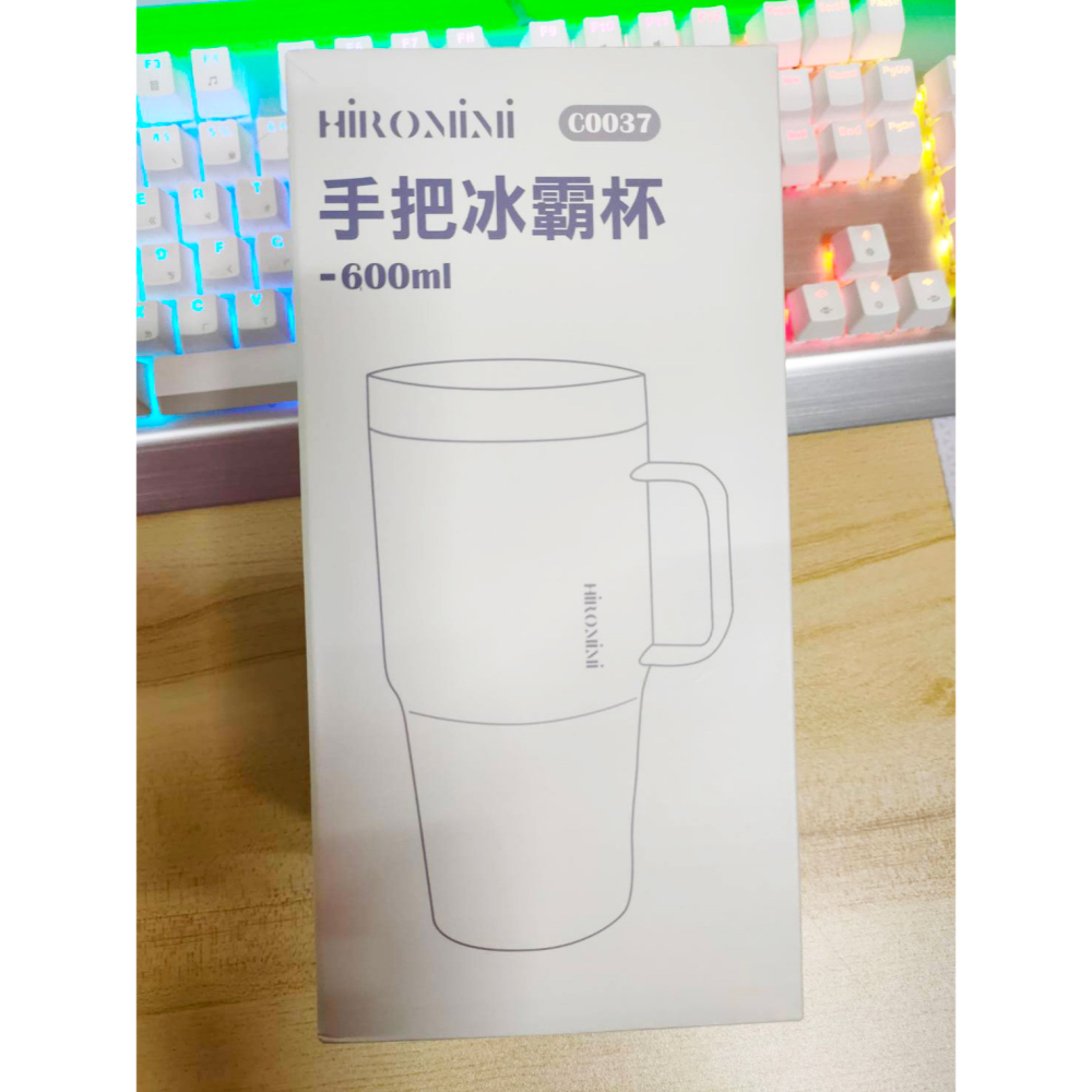 Hiromimi 手把冰壩杯 600ml 304不鏽鋼 內含Tritan吸管 質感月岩灰 保溫保冷杯 辦公室手把杯-細節圖2