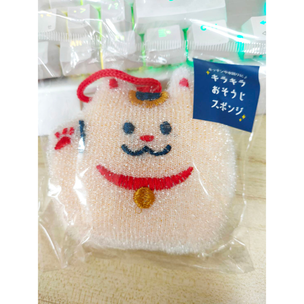 日本可愛造型DECOLE 清潔用品 清潔海綿 菜瓜布 可掛式 洗碗 去除水漬污垢/富士山/達摩/招財貓/招財柴-細節圖5