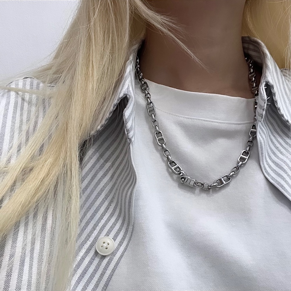 Korea D字 豬鼻子 項鍊-細節圖3