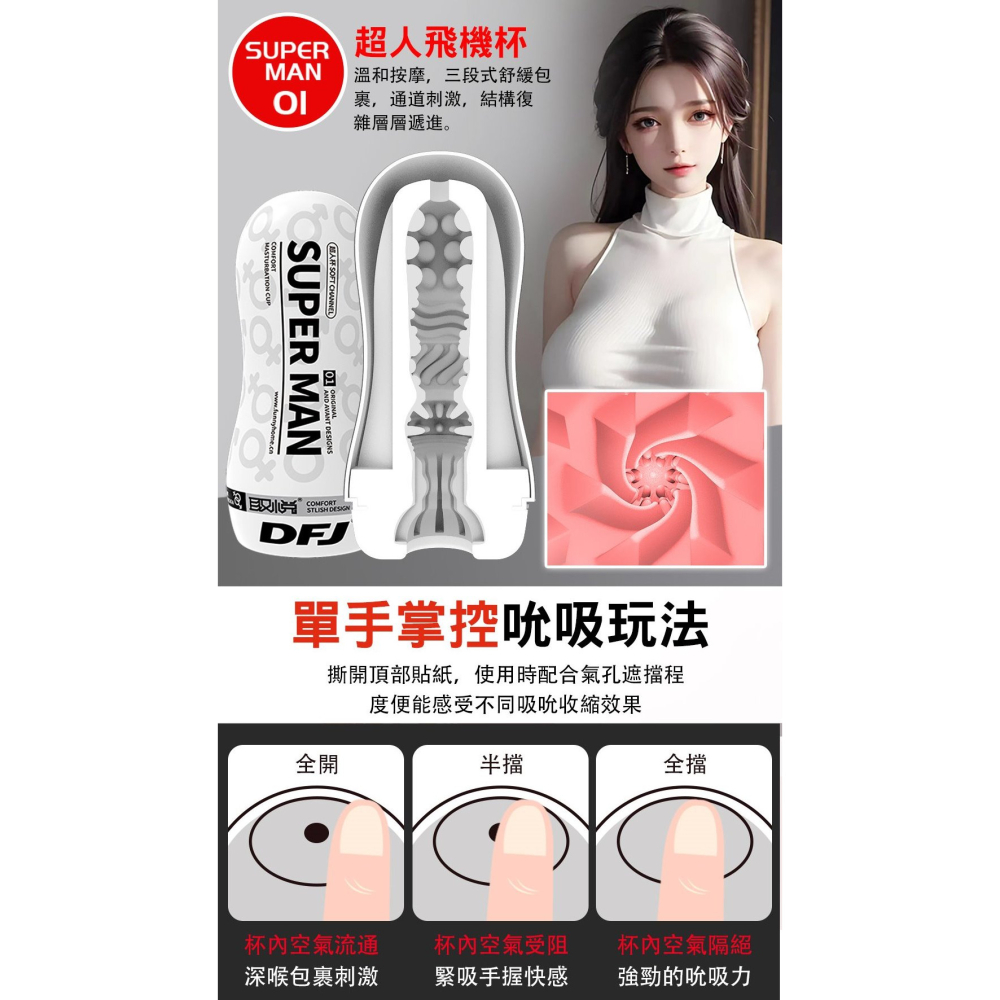 取悅 SUPER MAN 鍛鍊飛機杯 白色 01-細節圖4