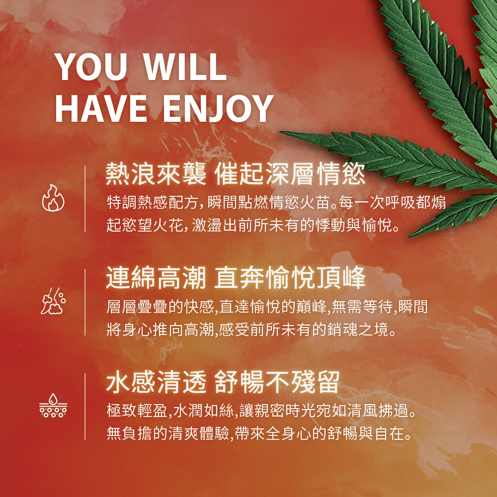 Play&Joy PJ-420世界夢幻大麻系列 極熱狂潮太麻潤滑液 100ml 150ml 太麻熱感潤滑液-細節圖3