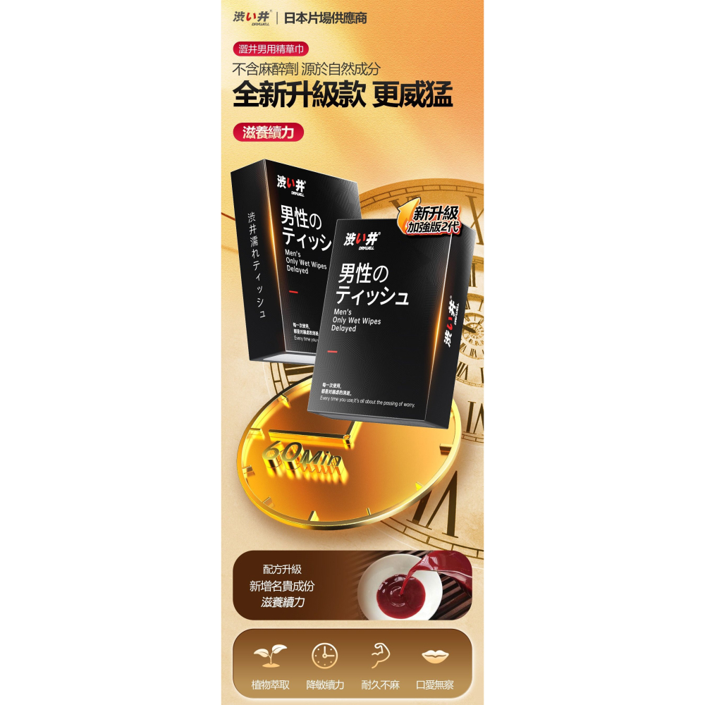 DRYWELL 涉い井 男用精華濕巾 升級版 8入 男士外用溼巾 活力保養 活力溼巾-細節圖7