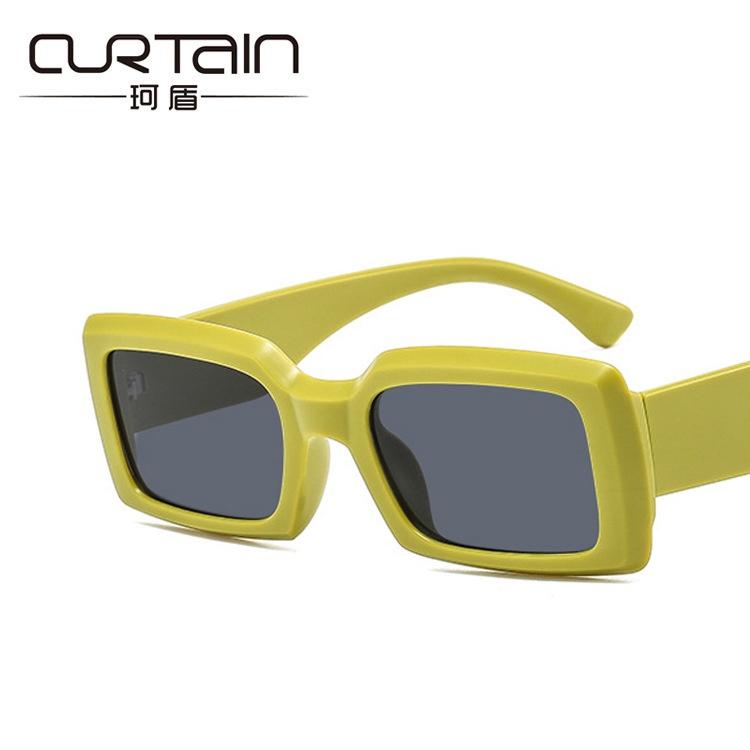牛油果綠太陽鏡2022新款復古歐美時尚墨鏡個性嘻哈太陽眼鏡潮方形-細節圖4