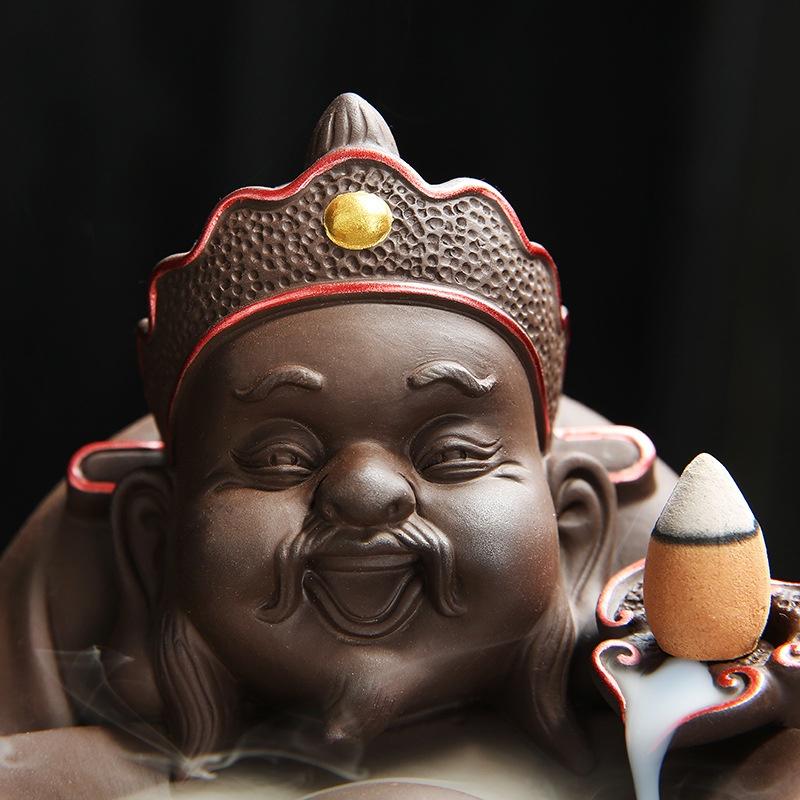 大號陶瓷紫砂財神倒流香爐香薰爐家居送禮香爐創意擺件-細節圖3