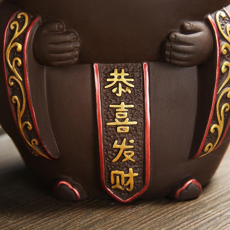 大號陶瓷紫砂財神倒流香爐香薰爐家居送禮香爐創意擺件-細節圖4