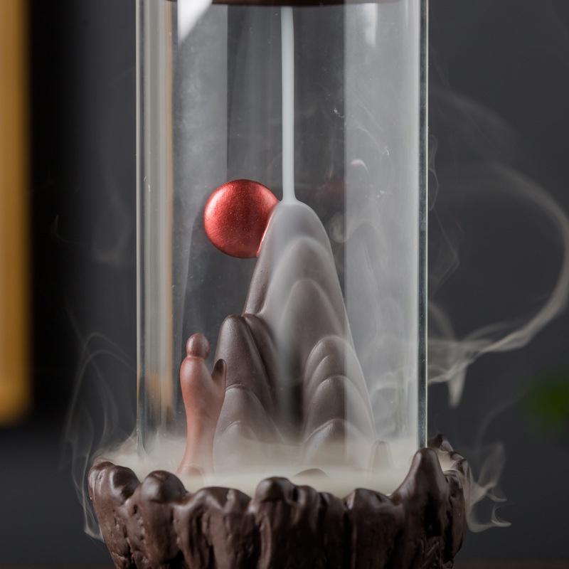 夏季新品抖音同款亞克力罩倒流香爐觀煙熏香爐家居創意擺件可-細節圖3