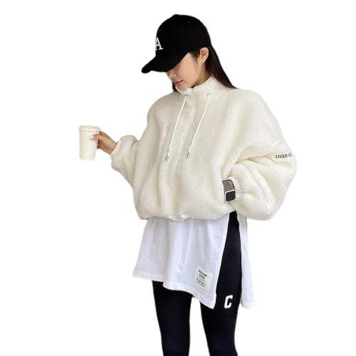 韓國東大門網紅時尚洋氣立領帥氣機車風短款仿羊羔毛毛外套女冬潮-細節圖5