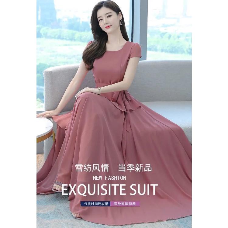 大碼女裝胖MM連衣裙2022新款夏季冰絲短袖氣質修身顯瘦大擺長裙子-細節圖9