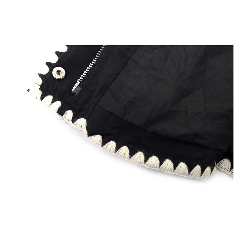 【韓國東大門】2021秋冬外套拼色鑲邊質感菱格立領寬松歐美保暖棉服立領棉衣外套-細節圖3