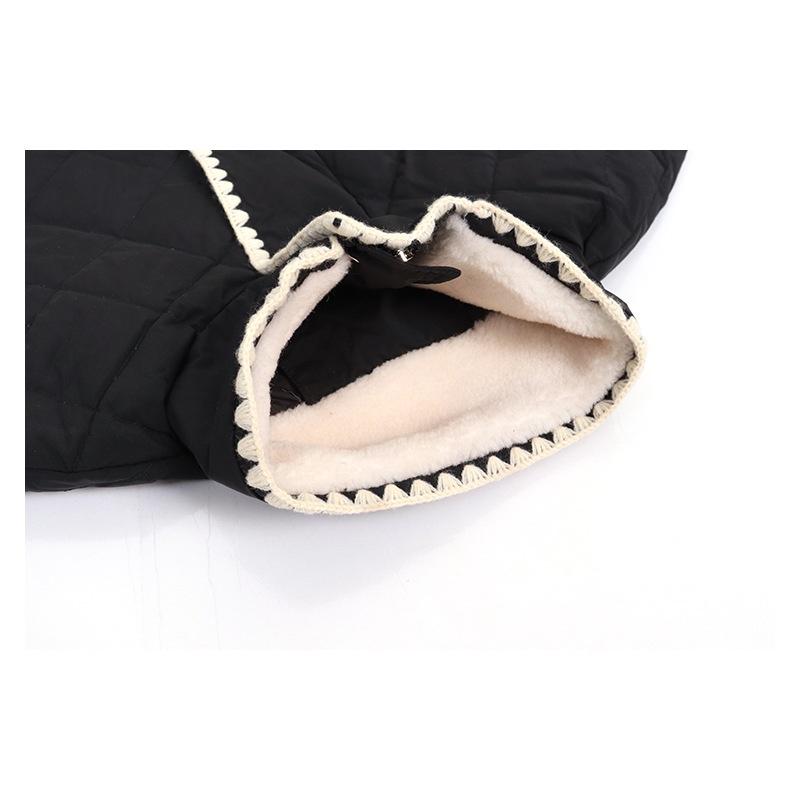 【韓國東大門】2021秋冬外套拼色鑲邊質感菱格立領寬松歐美保暖棉服立領棉衣外套-細節圖4