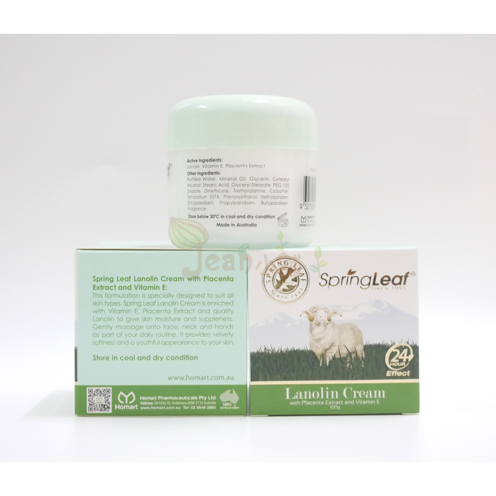 Jean小舖 澳洲 綠芙綿羊霜100g 維他命E/胎盤素/玫瑰胎盤素。Spring Leaf綿羊油 Lanolin羊毛脂-細節圖5