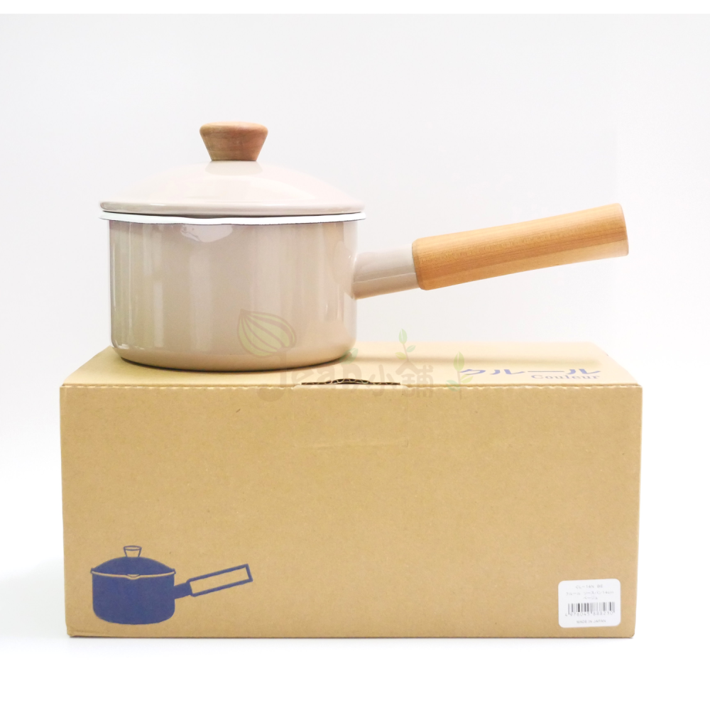 野田琺瑯 Couleur木柄琺瑯鍋 14cm 奶茶色CL-14NBE日本製 Noda Horo牛奶鍋 小湯鍋14公分現貨-細節圖2