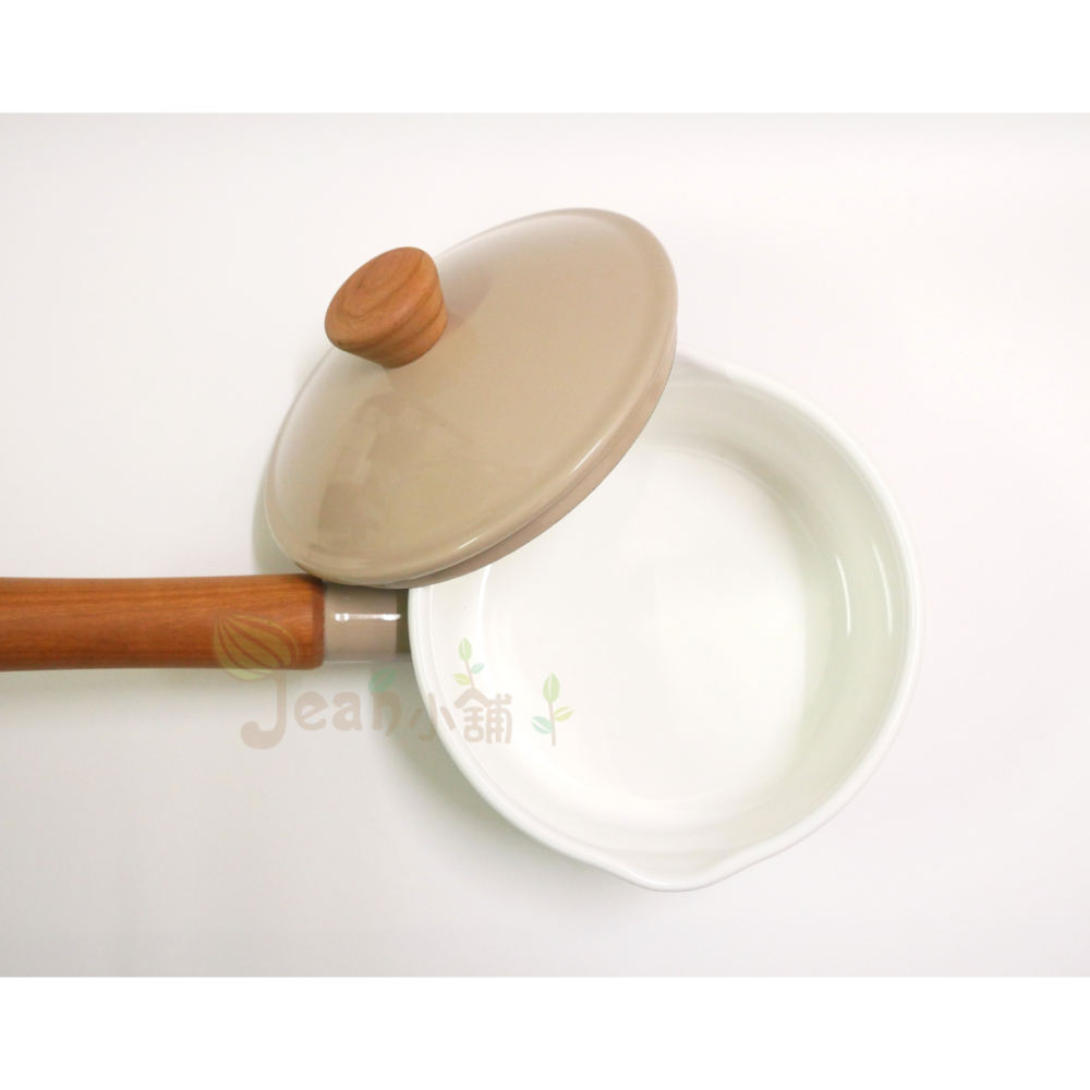 野田琺瑯 Couleur木柄琺瑯鍋 14cm 奶茶色CL-14NBE日本製 Noda Horo牛奶鍋 小湯鍋14公分現貨-細節圖4
