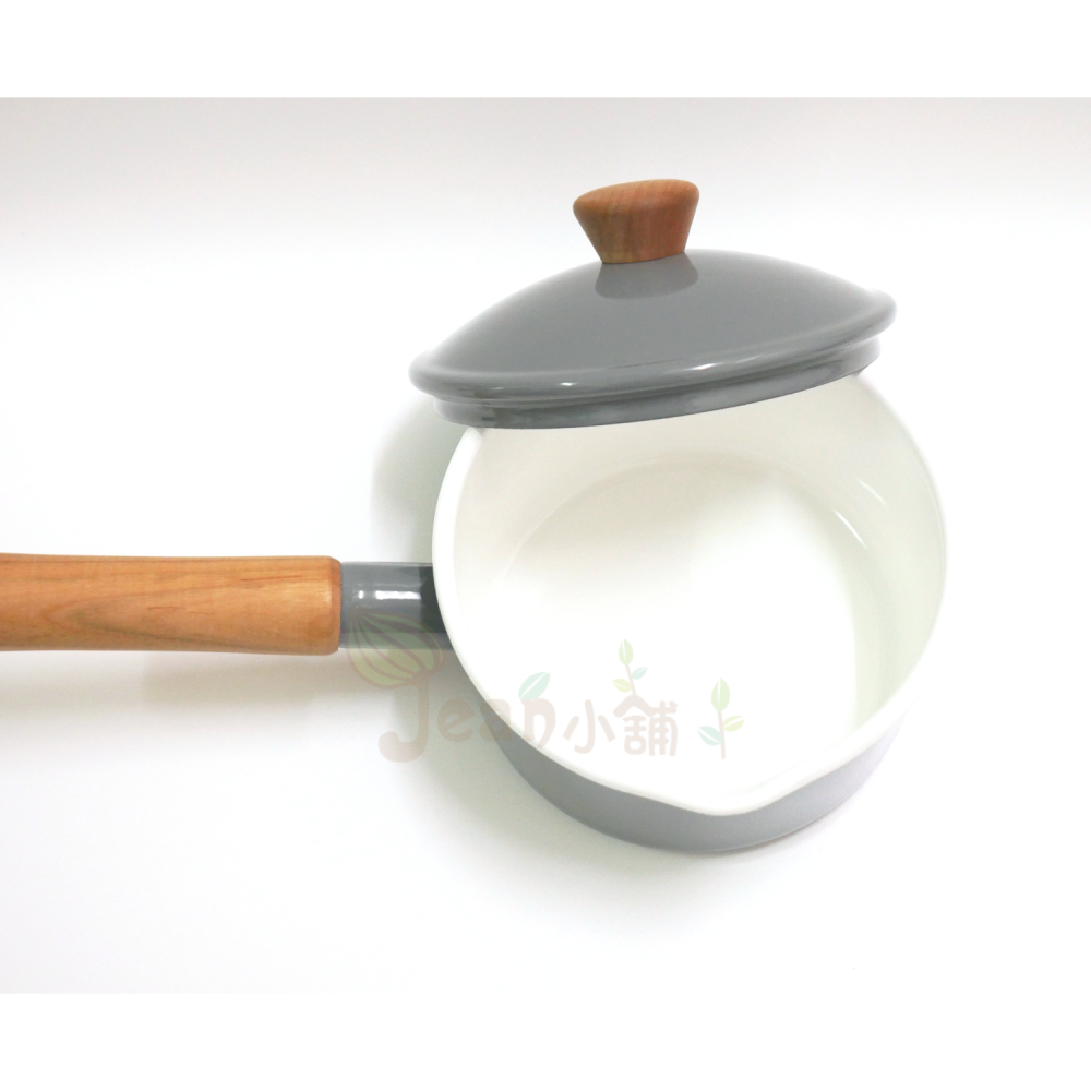 野田琺瑯 Couleur木柄琺瑯鍋 14cm灰色 CL-14NGR日本製 Noda Horo牛奶鍋 小湯鍋 14公分現貨-細節圖3