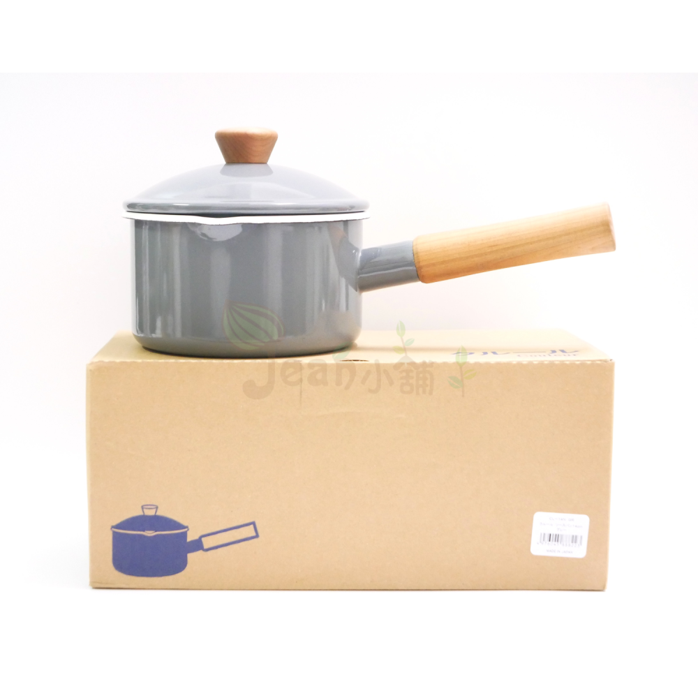 野田琺瑯 Couleur木柄琺瑯鍋 14cm灰色 CL-14NGR日本製 Noda Horo牛奶鍋 小湯鍋 14公分現貨-細節圖2
