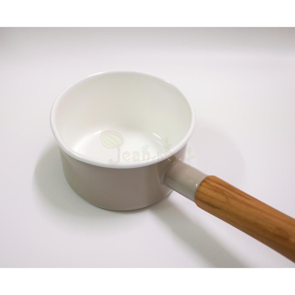 野田琺瑯 Couleur 木柄琺瑯鍋 12cm 奶茶色 CL-12MBE 日本製 Noda Horo 牛奶鍋 12公分-細節圖4