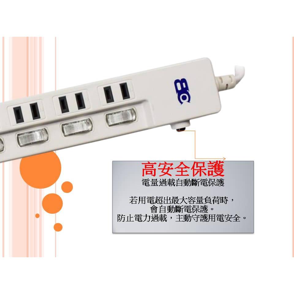 【BC博銓】電源延長線KTC-98332/15A/1.8M/2.7M/4.5M/三開三插2孔90度插頭安全保護電源插座-細節圖7