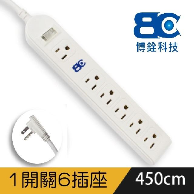 延長線電源插座KTC-318A防雷擊15A/1.8M/2.7M/3.6M/4.5M一開六插3孔90度插頭2合1保護開關-細節圖7