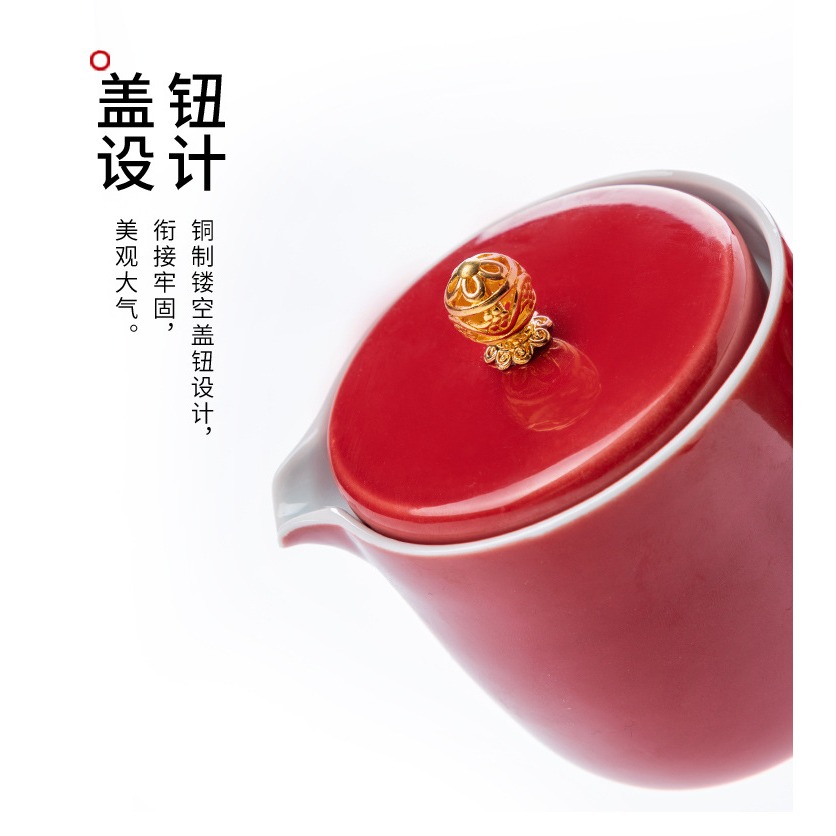 ★店家推薦★【吉祥如意3】如意茶壼設計、亮彩造型旅行茶具(1壼4杯)-細節圖4