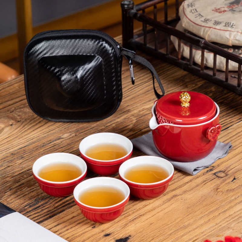 ★店家推薦★【吉祥如意3】如意茶壼設計、亮彩造型旅行茶具(1壼4杯)-規格圖7