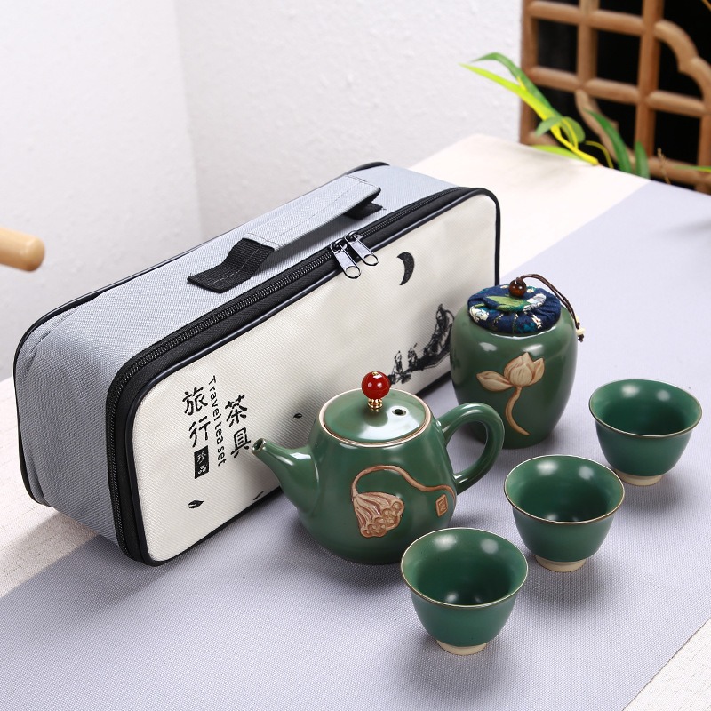 【文創藝術4】荷花吉祥旅行茶具 ( 一壼3杯1茶罐 )-規格圖6