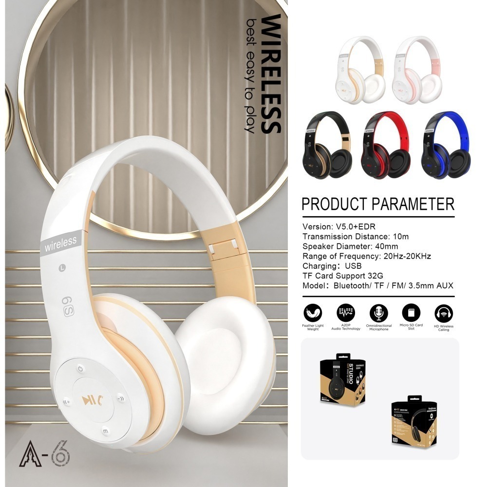 【初級入門款】頭戴式立體聲 A6S 無線藍牙耳機-細節圖4