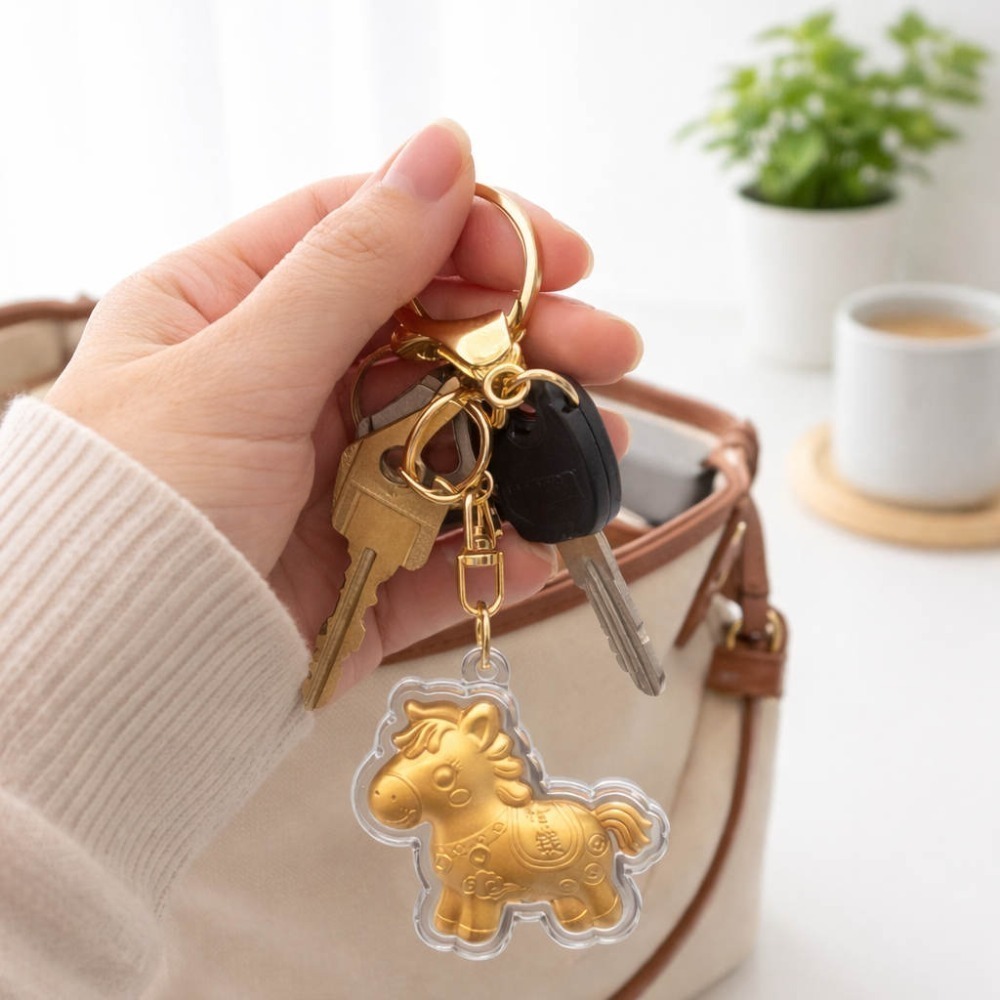 【2026年 丙午年】招財金馬 鑰匙圈 / 掛飾繩 馬上有錢-規格圖2
