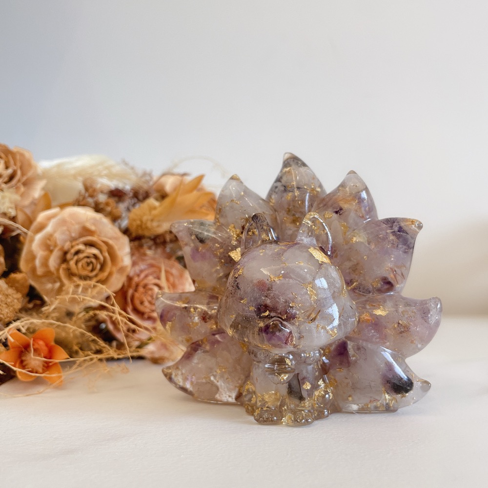 水晶碎石頂級超七九尾狐·台灣高品質手作·招財開運·人緣桃花-細節圖2