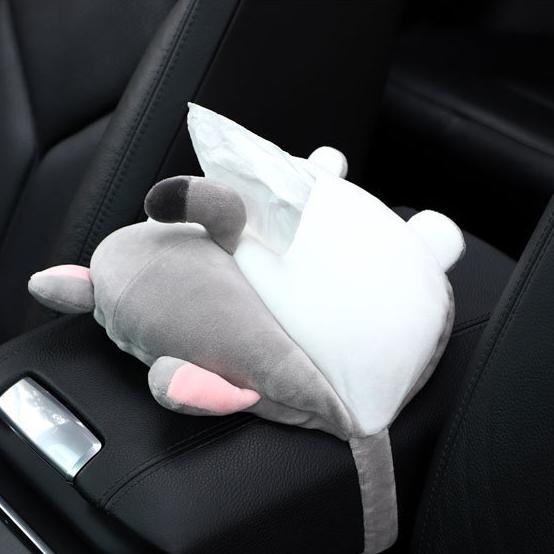 【叭啥貨-現貨秒出🚀】創意柯基屁屁紙抽盒、車用卡通紙巾盒、鯊魚/貓咪造型紙抽盒、絨毛面紙盒-細節圖5