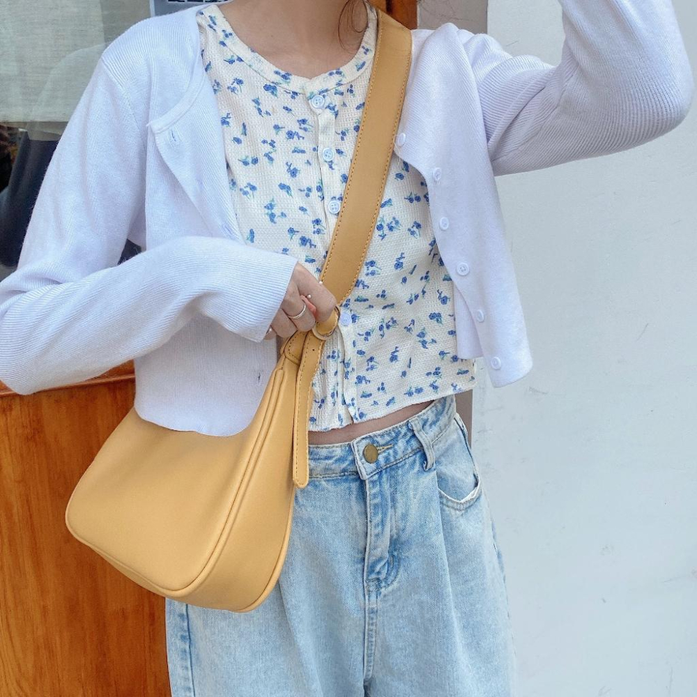 【叭啥貨-現貨秒出🚀】2023簡約百搭手提包，月牙單肩斜跨包，復古餃子包，潮流百搭手提包-細節圖4