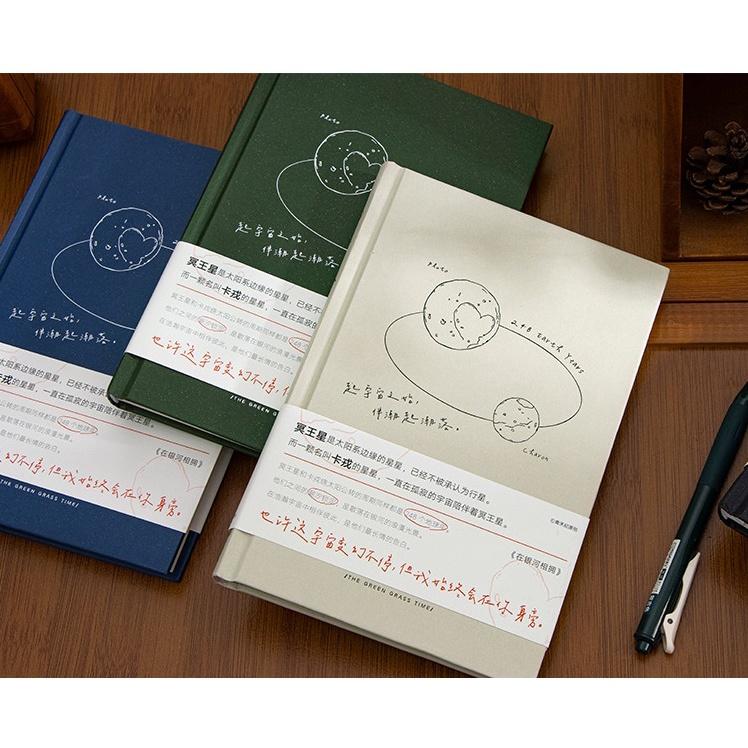 【叭啥貨-現貨秒出🚀】青禾紀在銀河相擁精裝手帳本，高顏值文藝日記本，網格內頁手帳本，銀河主題手帳-細節圖2