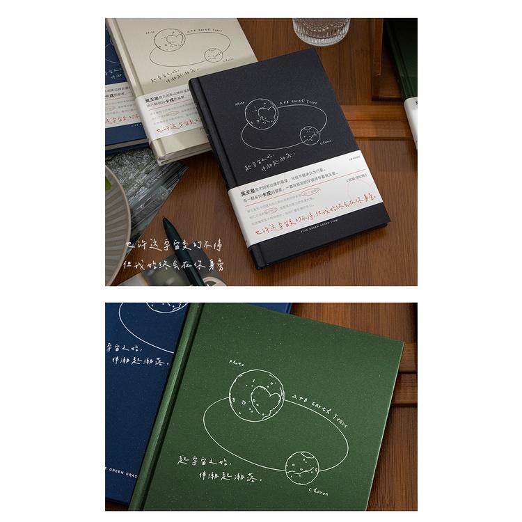 【叭啥貨-現貨秒出🚀】青禾紀在銀河相擁精裝手帳本，高顏值文藝日記本，網格內頁手帳本，銀河主題手帳-細節圖4