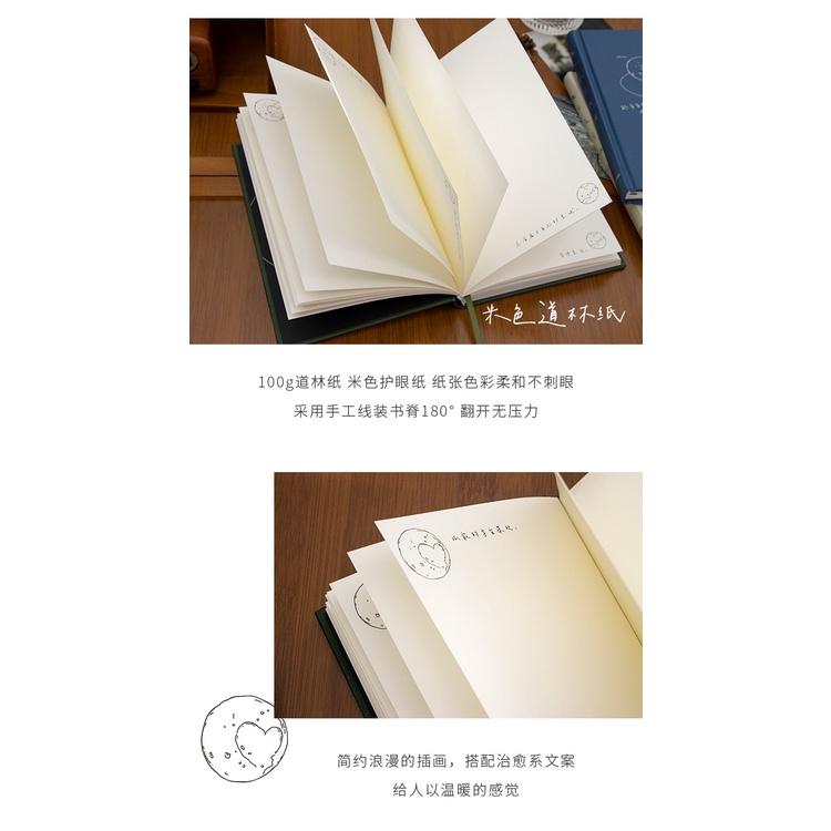 【叭啥貨-現貨秒出🚀】青禾紀在銀河相擁精裝手帳本，高顏值文藝日記本，網格內頁手帳本，銀河主題手帳-細節圖6