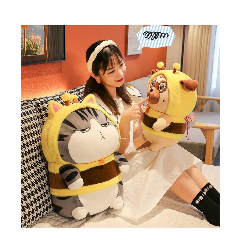 【叭啥貨-現貨秒出🚀】網紅爆款毛絨玩具、吾皇巴扎黑公仔、抖音同款蜜蜂變身公仔、聖誕禮物/交換禮物布娃娃-細節圖8