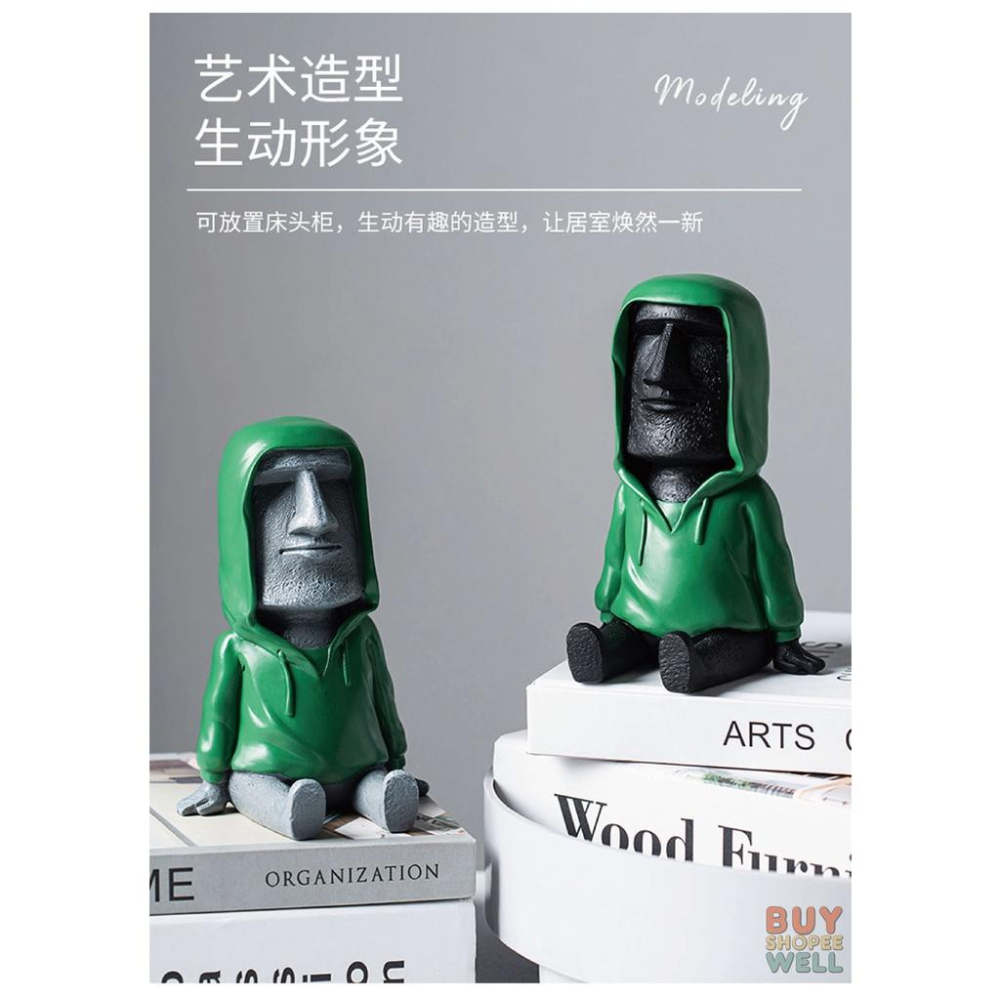 【叭啥貨-現貨秒出🚀】辦公室桌面小物，北歐復古擺件，創意摩艾手機架，懶人追劇神器，石像小人士品擺設、交換禮物-細節圖3