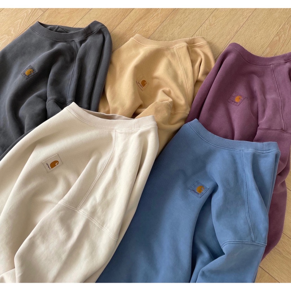 Carhartt WIP 純色水洗圓領長袖大學T-細節圖5