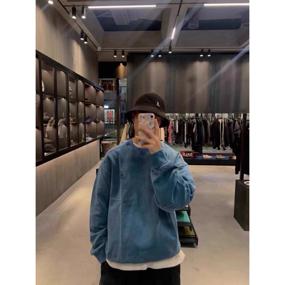 Carhartt WIP 純色水洗圓領長袖大學T-細節圖6