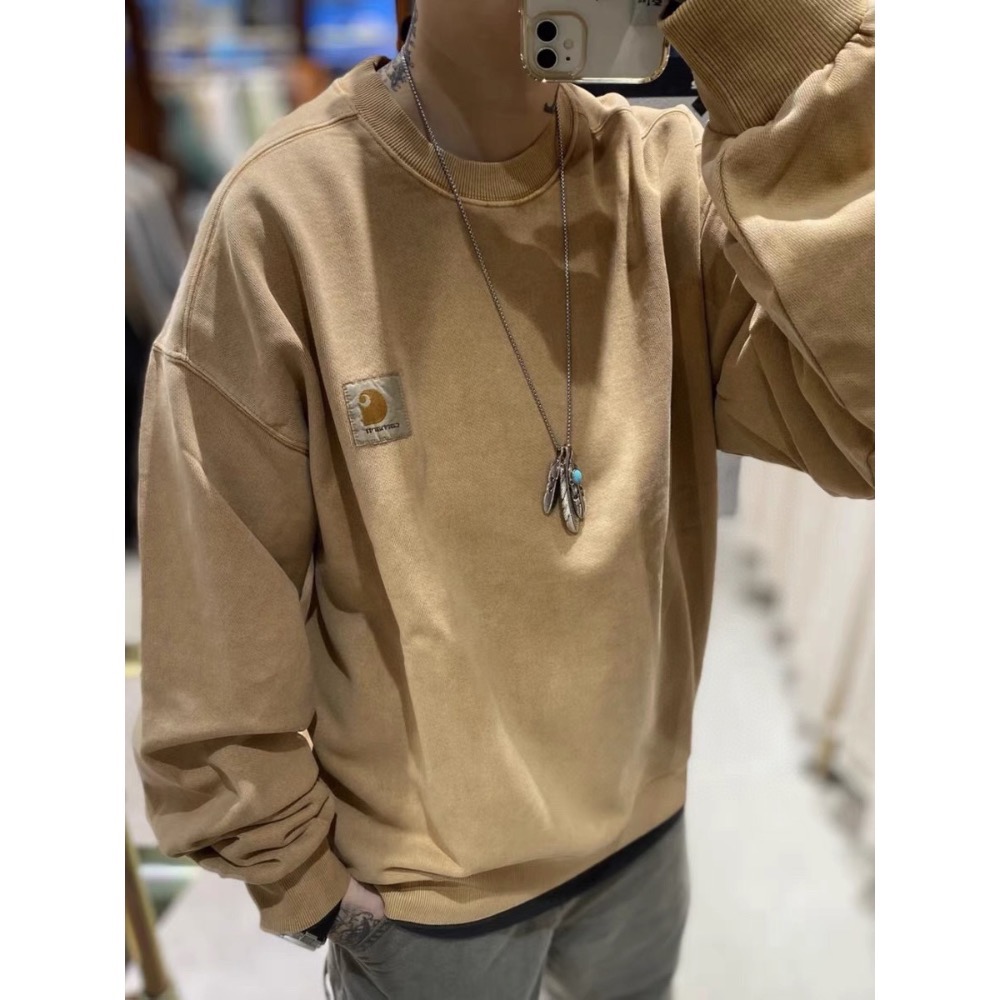 Carhartt WIP 純色水洗圓領長袖大學T-細節圖9