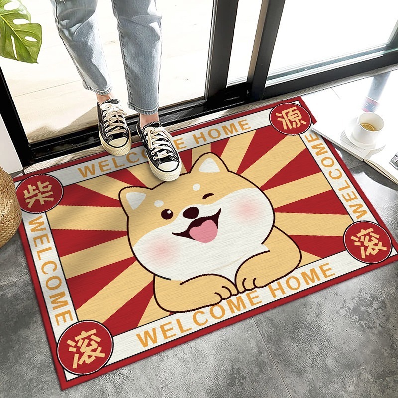 柴犬入戶地墊 柴犬地墊 旺柴地墊 地毯 腳踏墊 招財地墊 卡通地墊  腳踏墊 門墊 止滑墊 生日禮物 入厝禮物-細節圖7