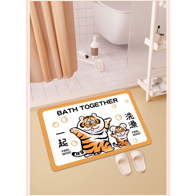萌虎浴室地墊 老虎硅藻土軟地墊 珪藻土軟地墊 腳踏墊浴室 胖虎不二馬 胖虎地墊  吸水地墊 生日禮物入厝禮物-細節圖6