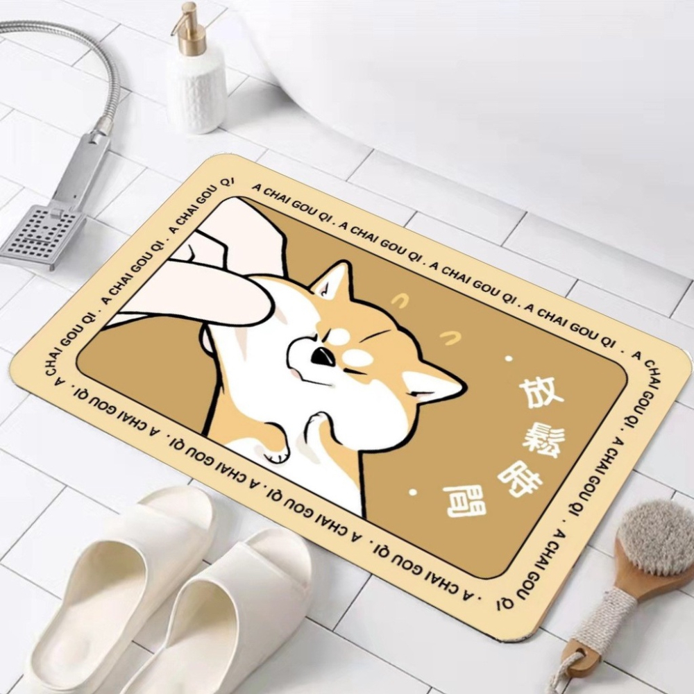 阿柴硅藻泥軟墊 柴犬吸水地墊 柴柴矽藻土軟地墊 小狗珪藻泥軟墊瞬吸墊 卡通地墊柴犬地墊 狗狗腳踏墊寵物墊 生日禮物 柯基-細節圖2