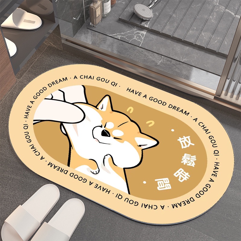 阿柴硅藻泥軟墊 柴犬吸水地墊 柴柴矽藻土軟地墊 小狗珪藻泥軟墊瞬吸墊 卡通地墊柴犬地墊 狗狗腳踏墊寵物墊 生日禮物 柯基-細節圖3