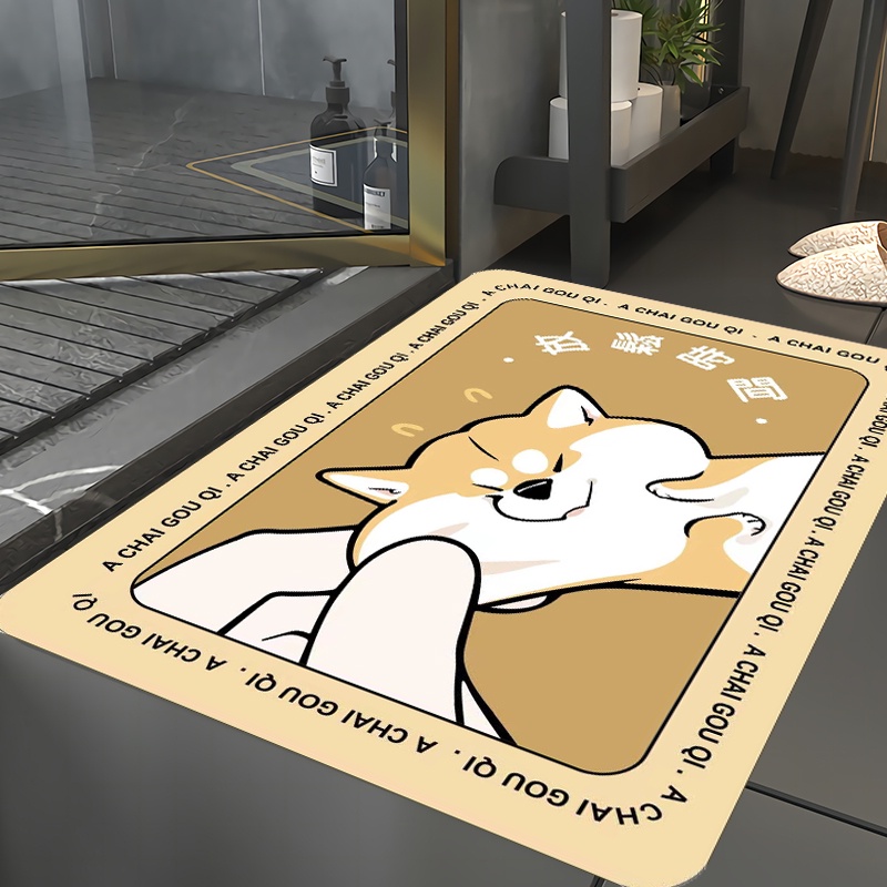 阿柴硅藻泥軟墊 柴犬吸水地墊 柴柴矽藻土軟地墊 小狗珪藻泥軟墊瞬吸墊 卡通地墊柴犬地墊 狗狗腳踏墊寵物墊 生日禮物 柯基-細節圖4